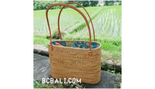 full handmade handbag straw grass handwoven ethnic process
